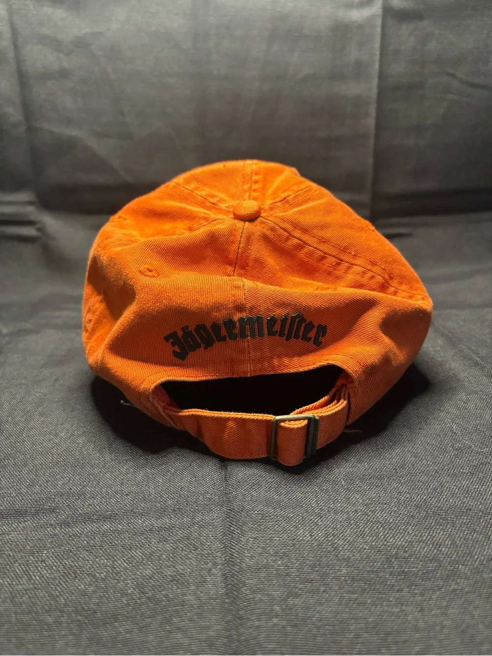 Jagermesiter Burnt Orange Black Logo Baseball Hat Adjustable Strap.